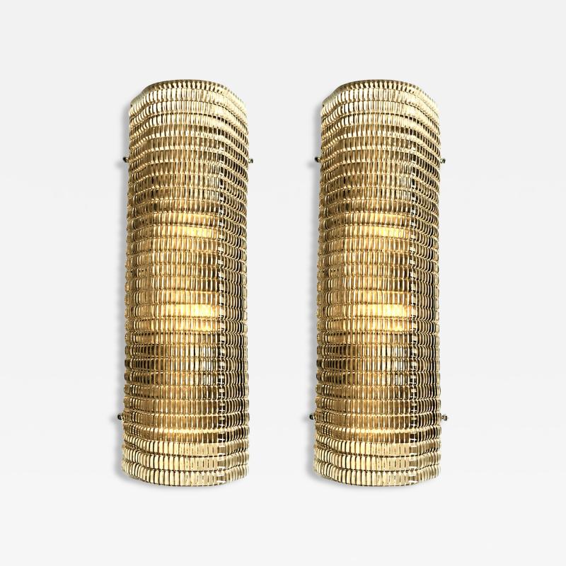 Smoked Diamanted Rectangular Murano Glass Wall Sconce Set of Two