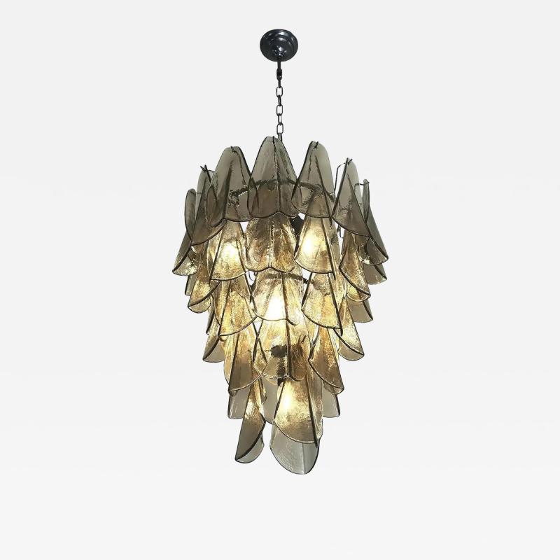 Smoked Fum Murano Glass Rondini Cascade Chandelier Modern Venetian Design