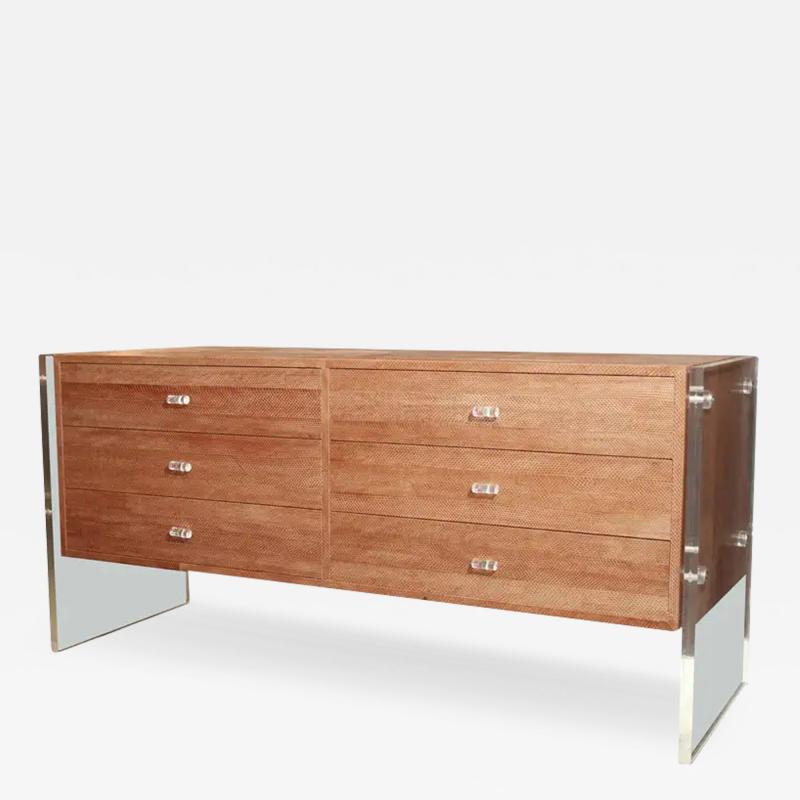 Snake Skin Dresser with Lucite Side Panels
