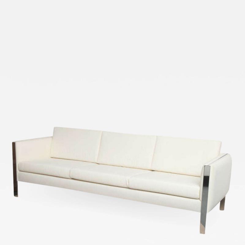 Sofa Muslin Upholstery in Milo Baughman Style