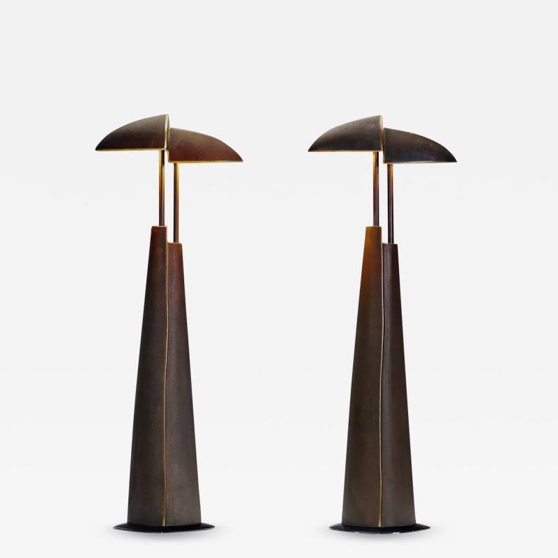 Solid Cast Brass Ara Table Lamps by Mies van Gessel The Netherlands 1990s