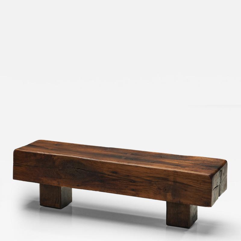 Solid Oak Brutalist Coffee Table The Netherlands 1960s