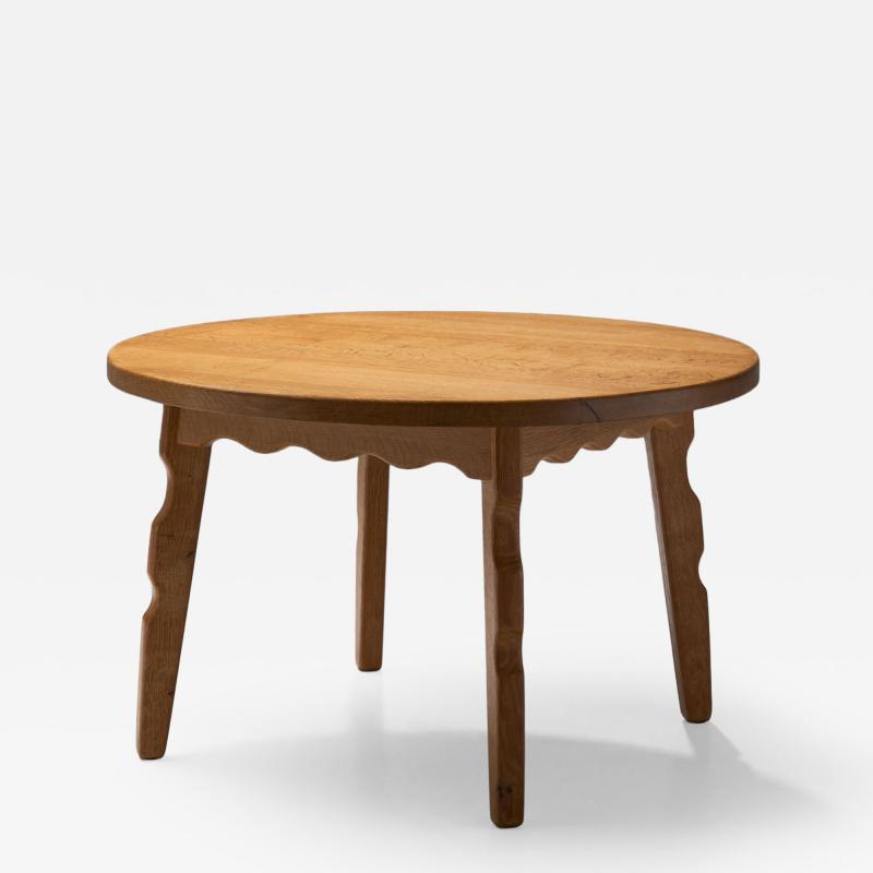 Solid Oak Coffee Table with Sculptural Legs Denmark ca 1950s