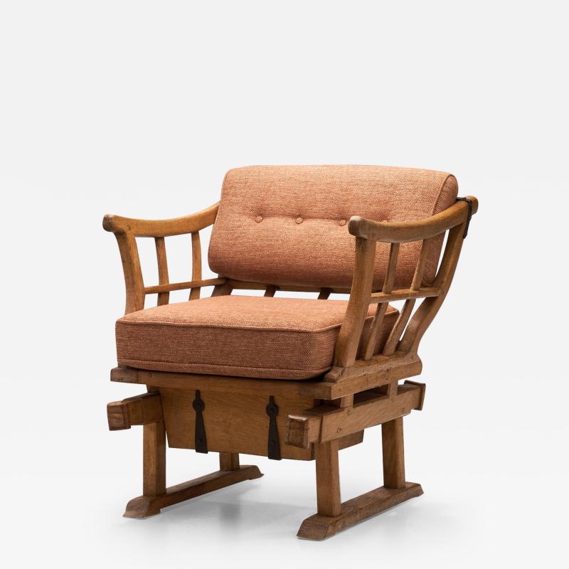 Solid Wood Money Chair with Upholstered Cushions Europe late 19th century