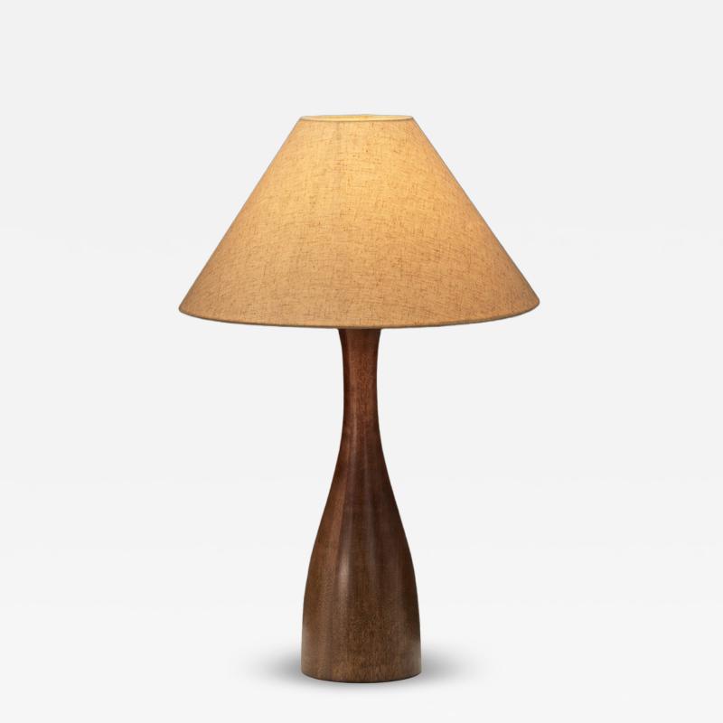 Solid Wood Table Lamp with Fabric Shade Europe 1960s