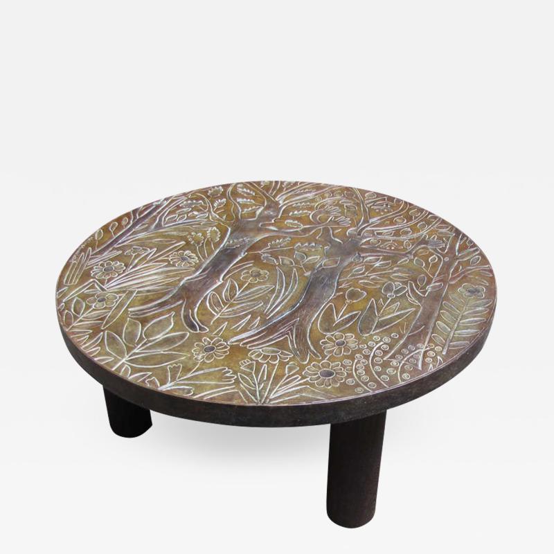 Solid bronze table signed Helene Guastella