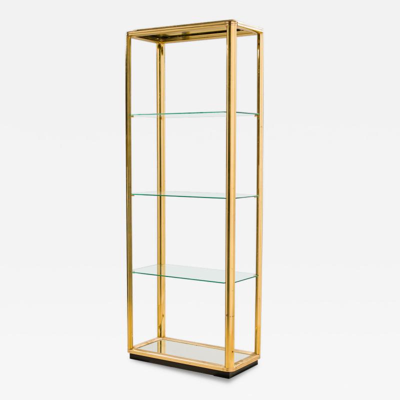 Solmet Italian Mid Century Four Shelf Brass Frame Etagere Bookshelf
