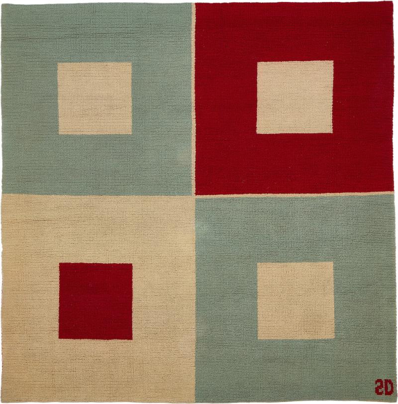 Sonia Delaunay Carr rouge Carr blanc Hand knotted Wool Rug