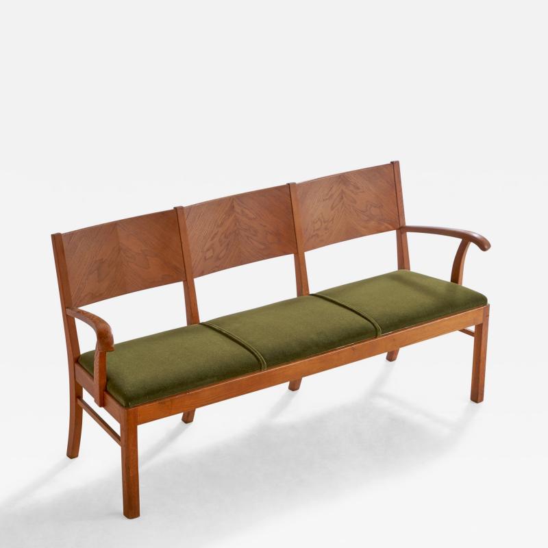 Soren Hansen Bench with Oak and Mohair Denmark 1950s