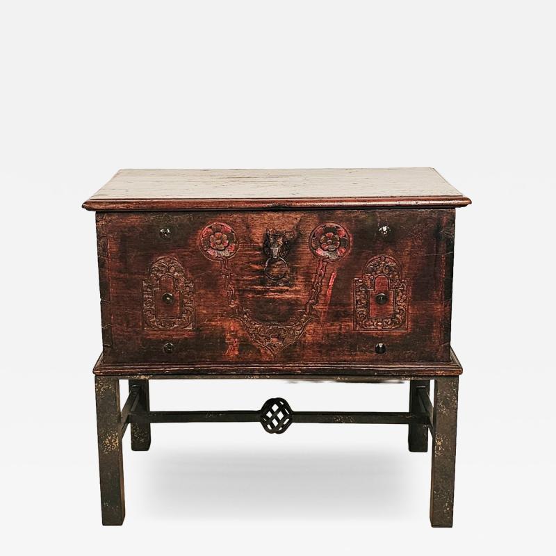 Southeast Asian Teak Merchants Trunk 19th century or earlier