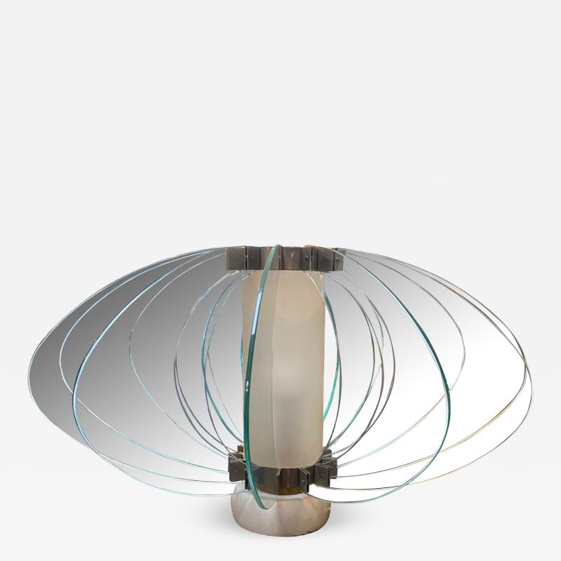 Space Age Italian Marble Base Art Glass Table Lamp circa 1960