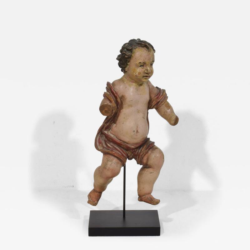Spanish 18th Century Hand Carved Wooden Baroque Angel