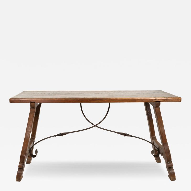 Spanish Baroque Style Chestnut Trestle Table Circa 1850