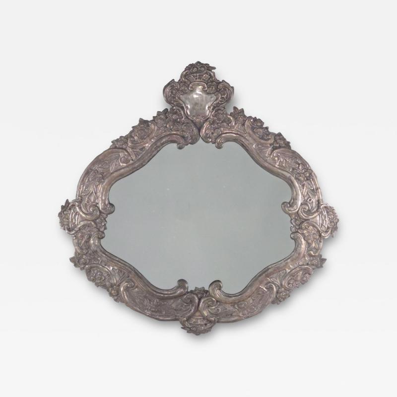 Spanish Colonial Silvered Metal Mirror Peru 19th century or earlier