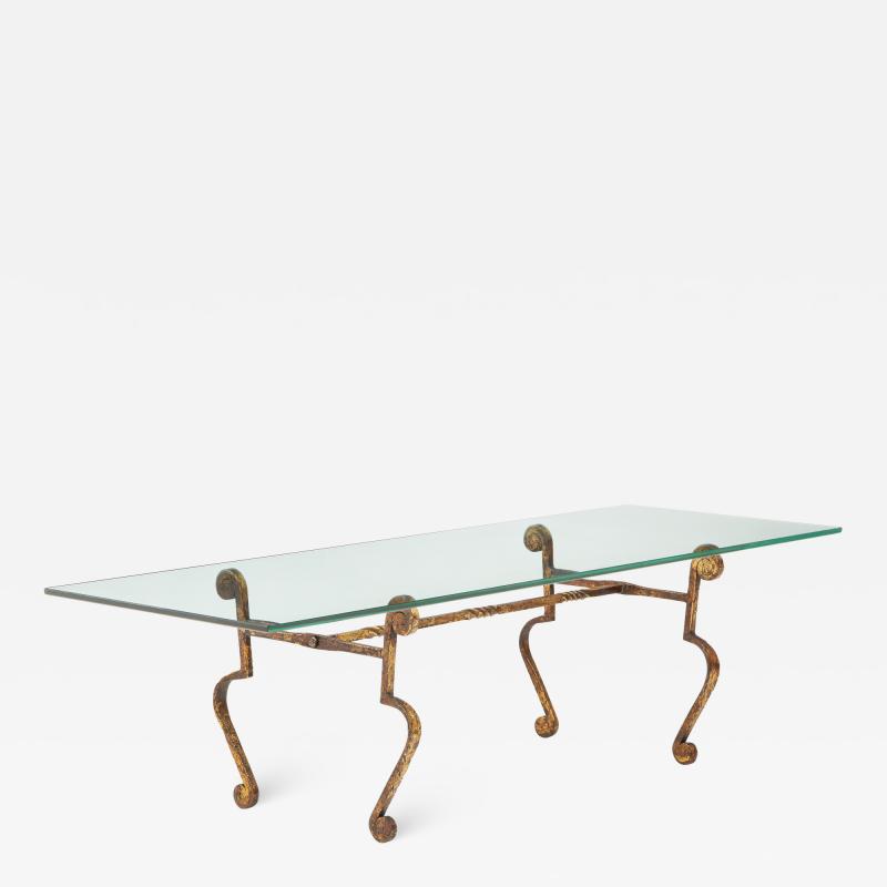 Spanish Gilt Metal and Glass Coffee Table