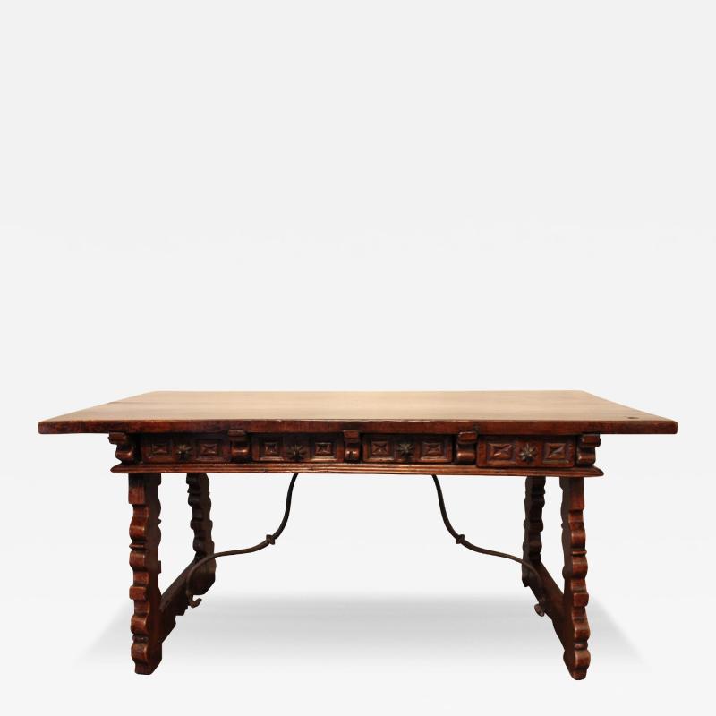 Spanish Iron Mounted Walnut Trestle Console