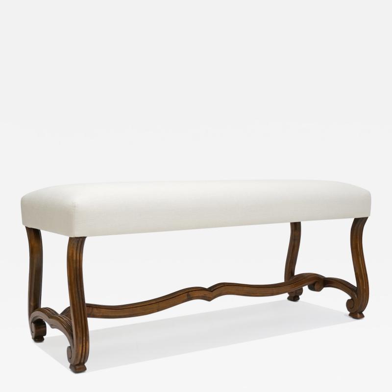 Spanish Os de Mouton Style Walnut Bench with Upholstered Seat