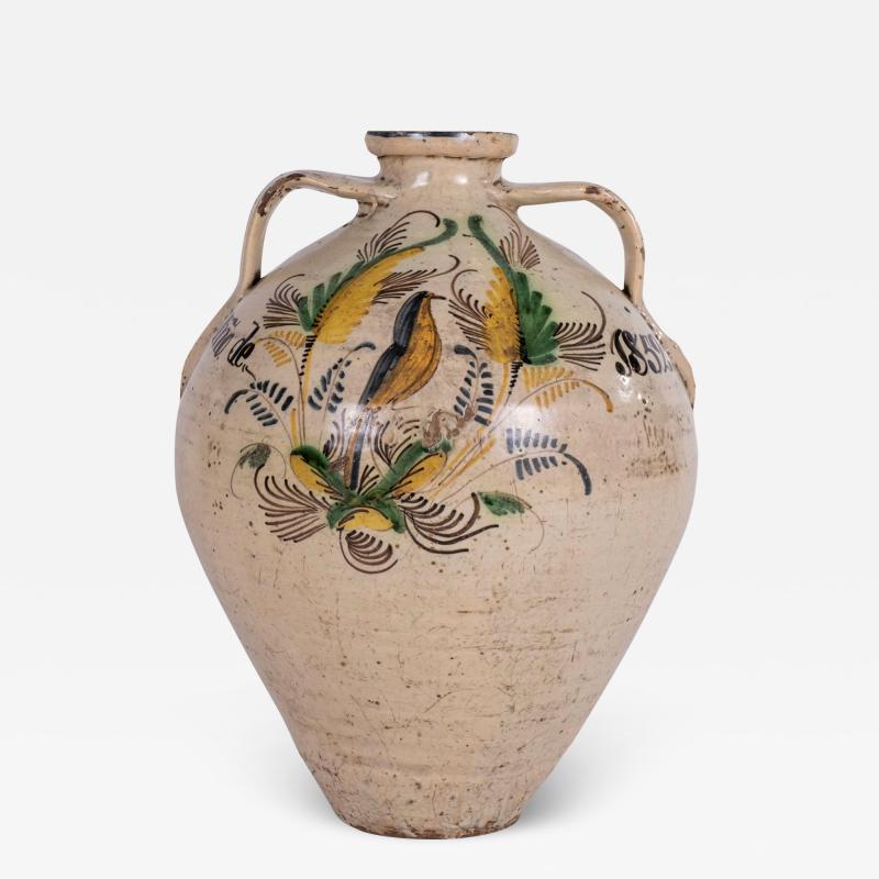 Spanish Puente del Arzobispo Glazed Ceramic Jar