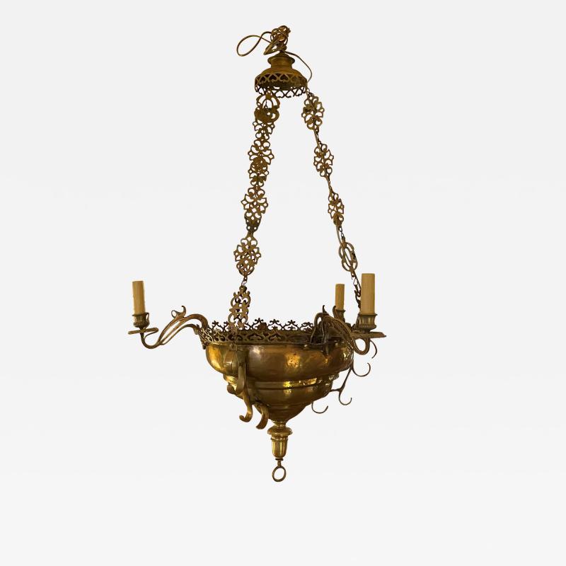 Spanish Renaissance Suspension Lamp 17th Century With Indirect Lighting