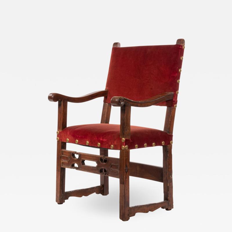 Spanish Renaissance Walnut Arm Chair