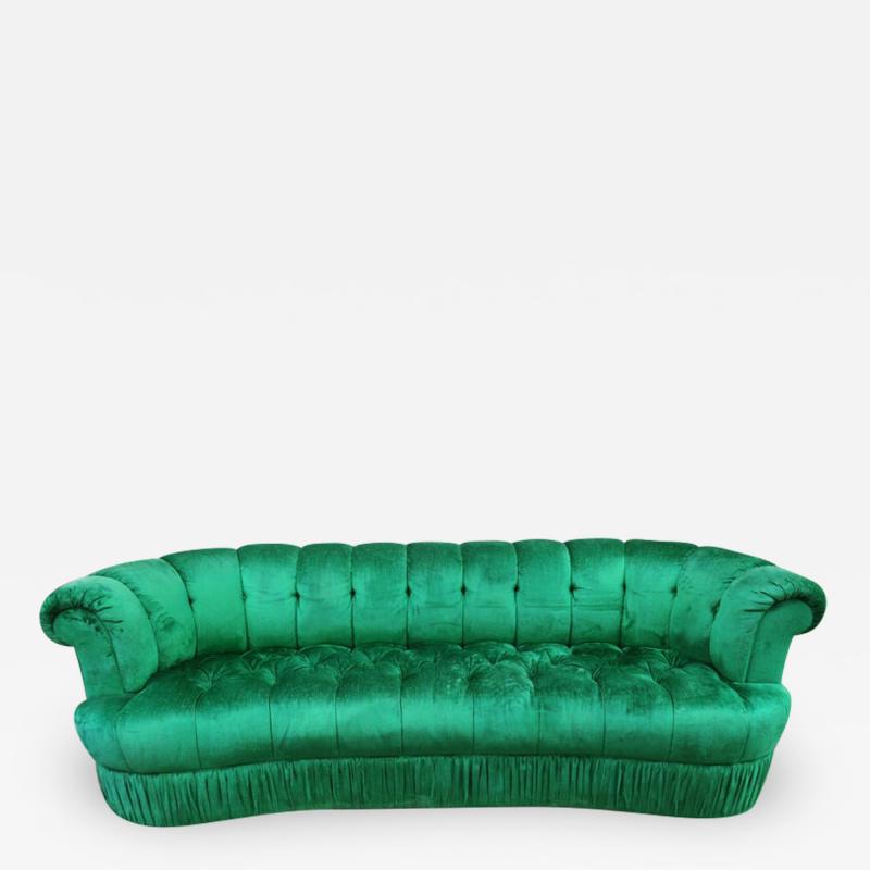 Spectacular Hollywood Regency Tufted Curved Kidney Sofa