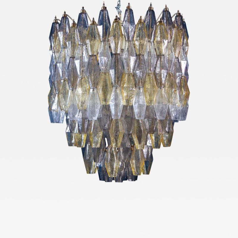 Spectacular Mid Century Grey and Amber Poliedri Chandelier 1960