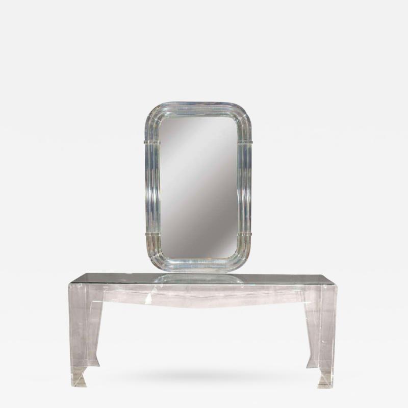 Spectacular Modernist Custom Designed Lucite Mirror and Console