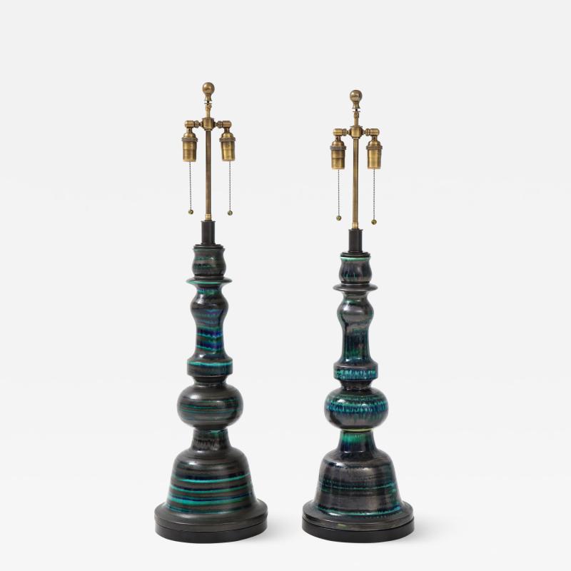 Spectacular Pair of Italian Ceramic Lamps