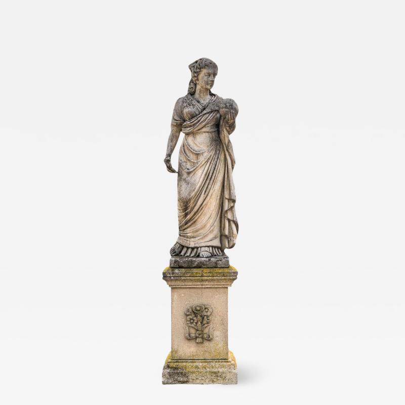 Splendid Italian Carved Large Stone Garden Sculpture Urania Symbol of Astronomy