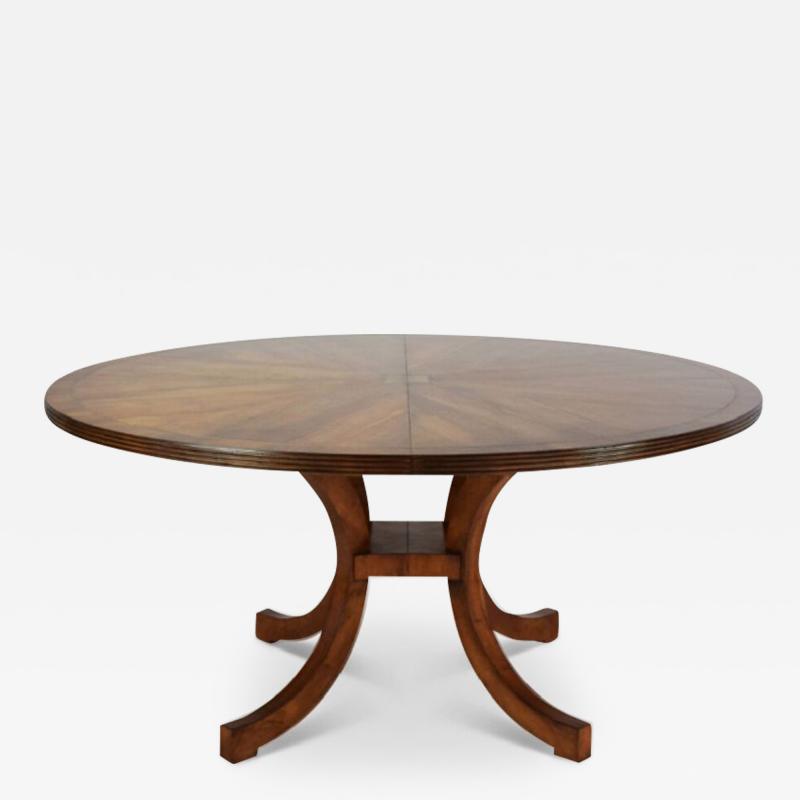 Split C Leg Rustic Dining Table Two Large Leaves Brass Inlays
