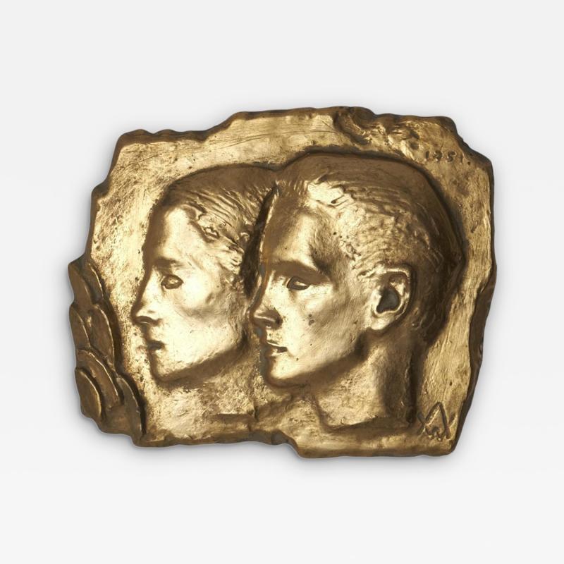 Spring Wall Relief by W in Aaltonen Gilded Plaster Finland 1951