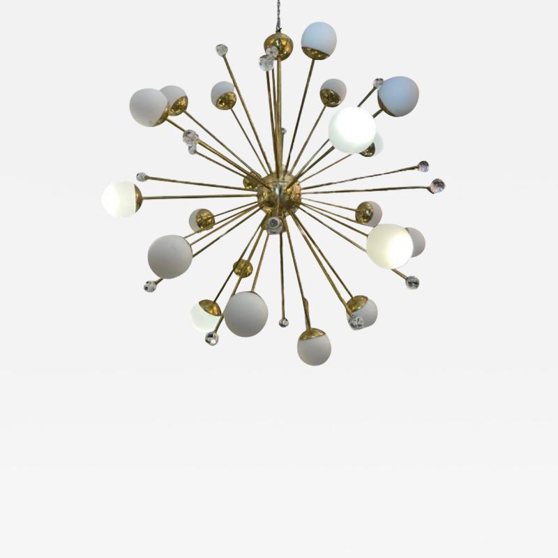 Sputnik Chandelier White Balls and Crystal