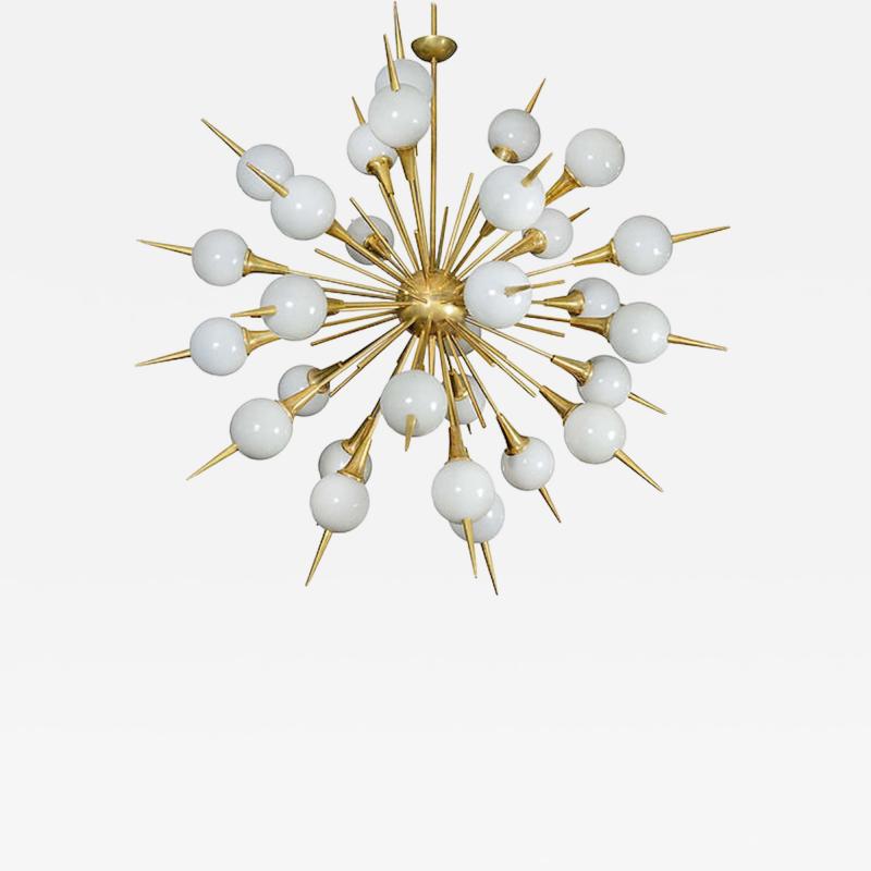 Sputnik Chandelier with Gray Murano Glass Globes