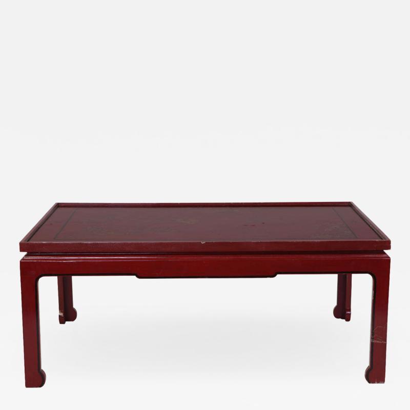 Square Red Lacquered Coffee Table