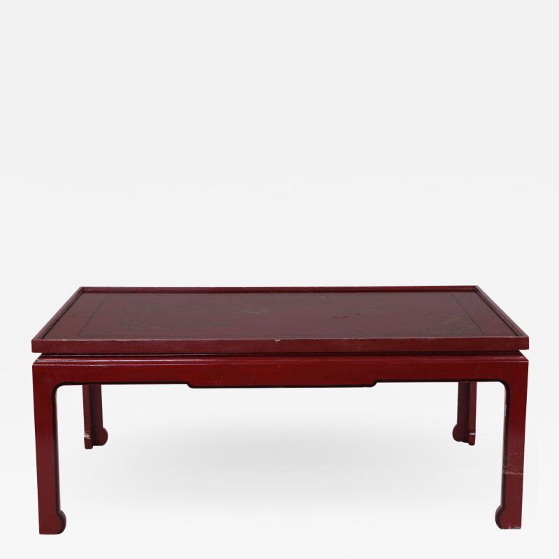 Square Red Lacquered Coffee Table