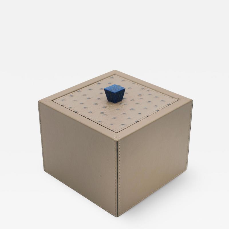 Square Taupe Leather Box 1