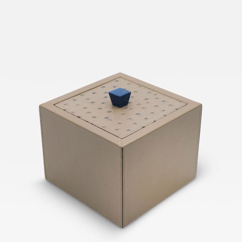 Square Taupe Leather Box
