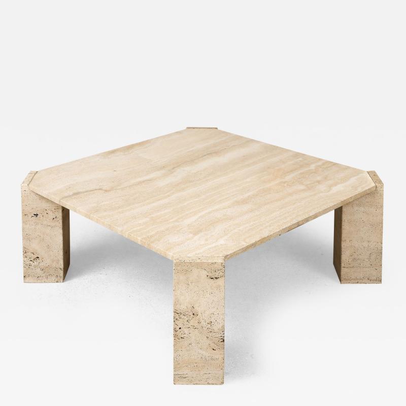 Square Travertine Cocktail Table Italy 1970s