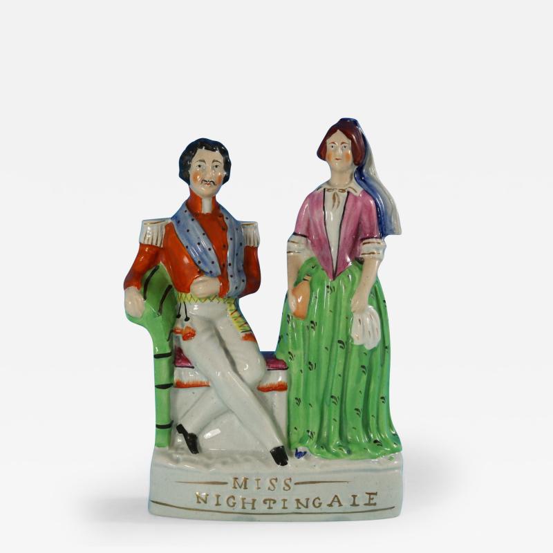 Staffordshire Florence Nightingale with Soldier Figure
