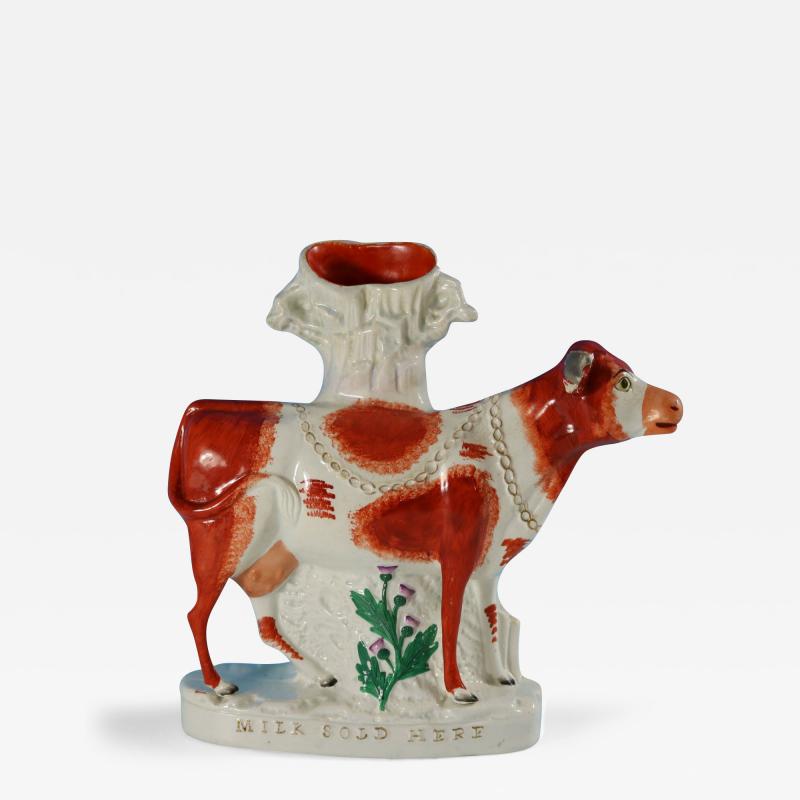 Staffordshire Pottery Milk Sold Here Cow Spill Vase