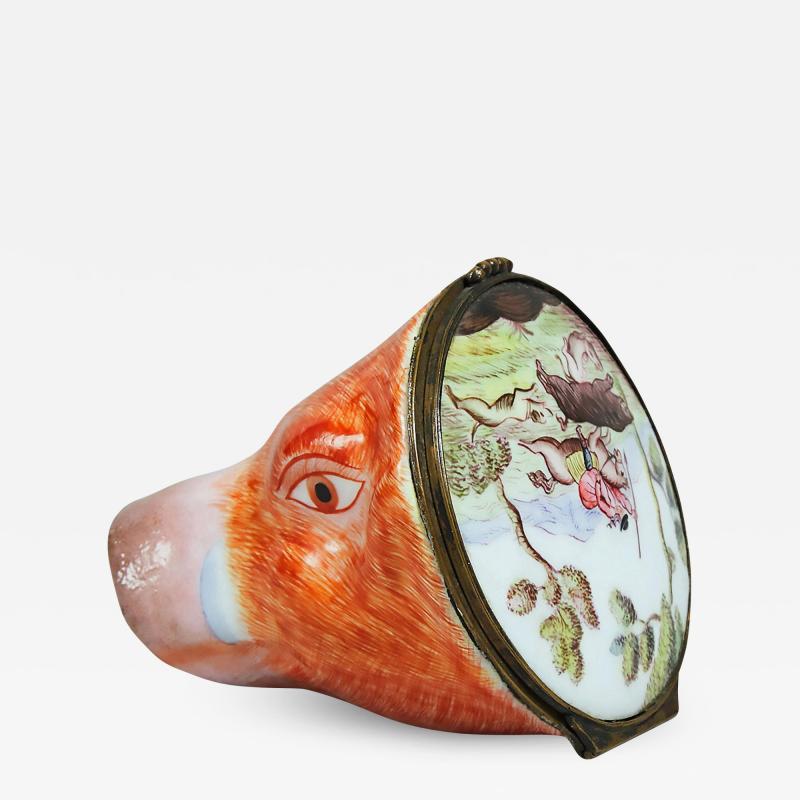 Staffordshire Stirrup Cup rare covered Boars Head c 1870