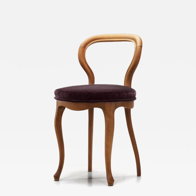 Stained Beech Side Chair with Upholstered Seat Europe ca 19th Century