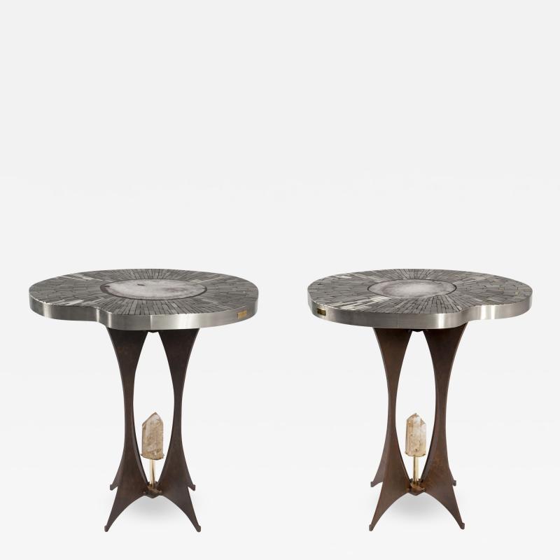 Stan Usel Pair of pedestale Tables by Stan Usel