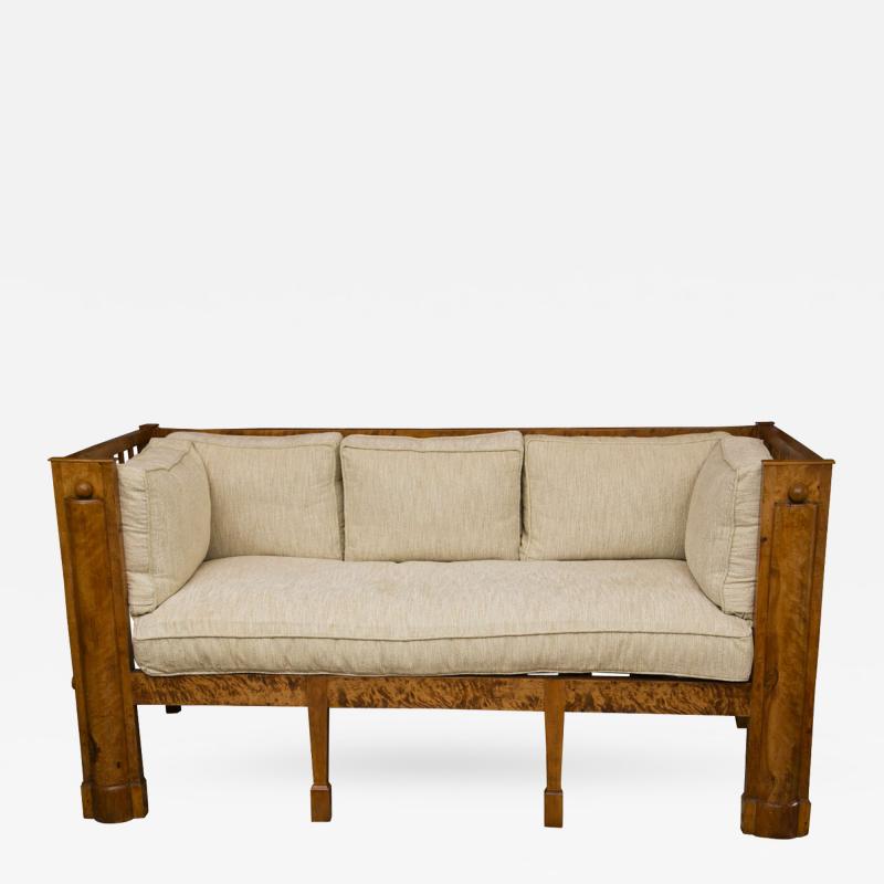 Stately Tiger Maple Biedermeier Sofa