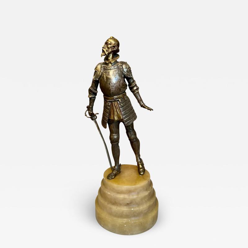 Statuette of Don Quixote in bronze and alabaster Spain circa 1900