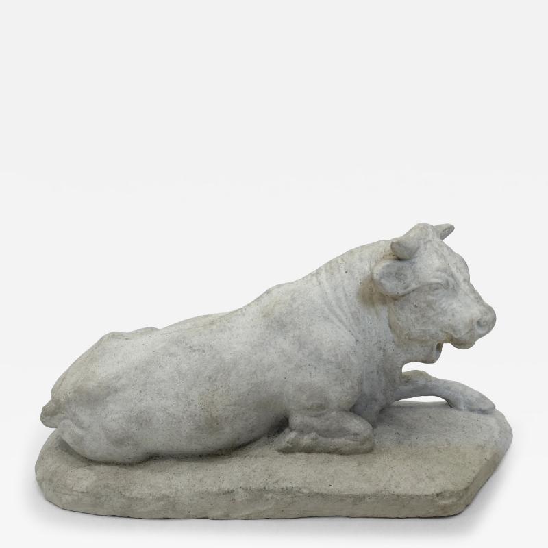 Statuette of a reclining cow studio plaster cast France circa 1880