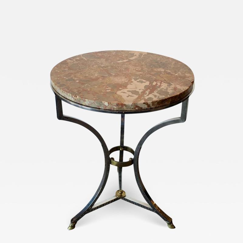 Steel and Bronze Jansen Claw Foot Bouilliotte or End Table with a Marble Top