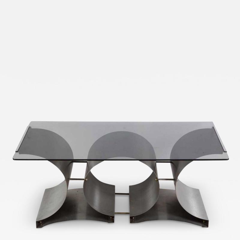 Steel and Glass Coffee Table by Francois Monnet