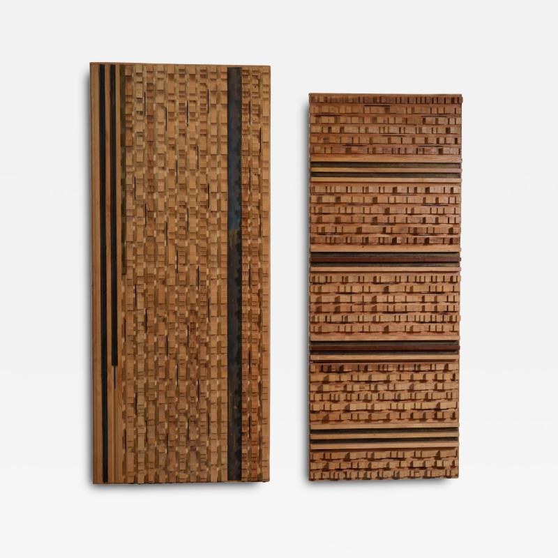 Stefano d Amico Set of 2 Wall Panels by Stefano d Amico in Ash and Brass Italy 1970s