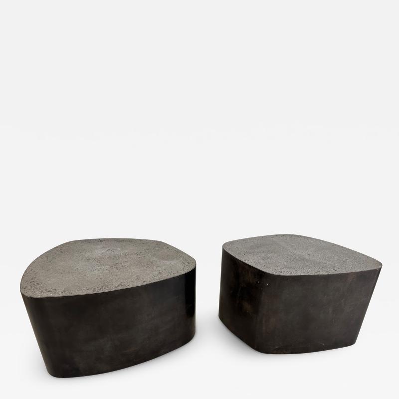 Stephane Ducatteau Pair of Tables are Steel and Concrete by St phane Ducatteau France 2000s